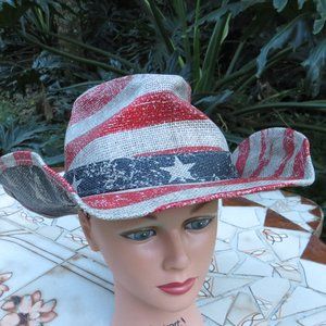 Womens Flag Cowboy Hat One size Pugs